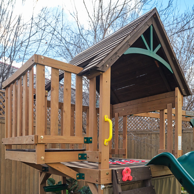 KidKraft Hangout Hideaway Clubhouse, Wooden Playset With Slide And